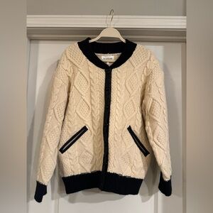 Heartloom Caleb Cardi Cream and Black Cable Knit Cardigan